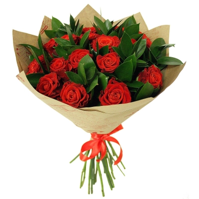 Букет «Фейерверк чувств» – 15 красных эквадорских роз для ярких признаний Багратионовск Калининградская область
