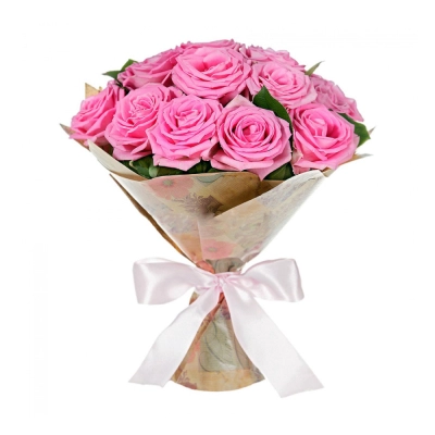Букет из розовых роз с рускусом – нежность в каждом лепестке Багратионовск Калининградская область