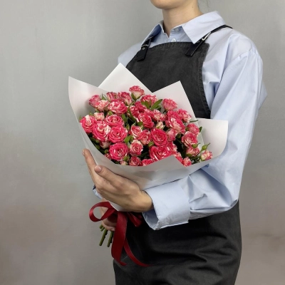 Букет «Фейерверк» – 9 пышных кустовых роз в огненной палитре Багратионовск Калининградская область