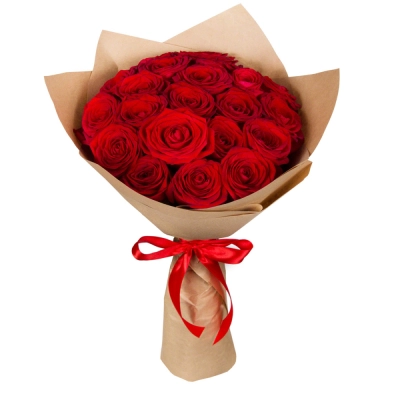 Букет из красных роз в крафт-бумаге Багратионовск Калининградская область