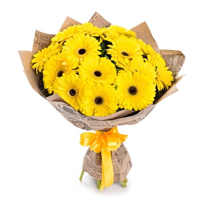 Пышный букет из 15 жёлтых гербер – как луч солнца в ваших руках Багратионовск Калининградская область
