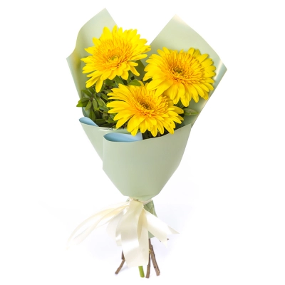 Яркий букет из 3 жёлтых гербер – частичка солнечного света Багратионовск Калининградская область