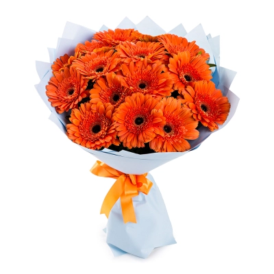 Яркий букет из 15 оранжевых гербер – как кусочек солнца в ваших руках Багратионовск Калининградская область